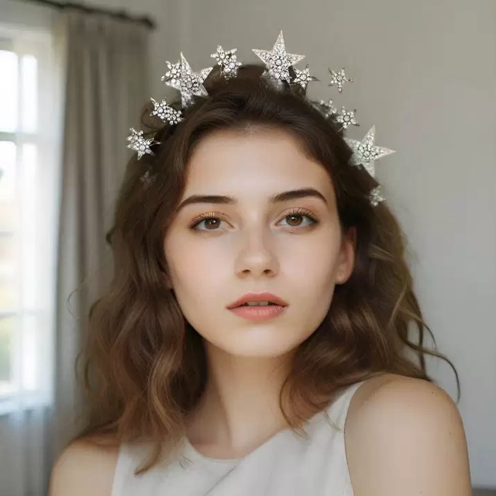 Crystal Star Headband - Silver Sparkle Hair Accessory